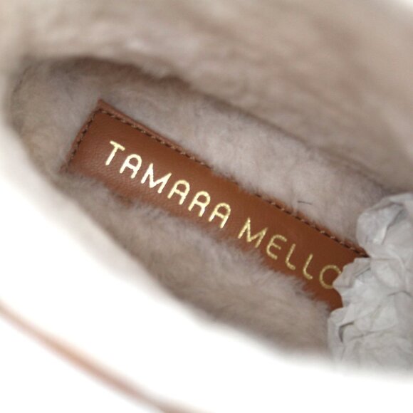 Tamara Mellon Inside Edge 30 Suede Shearling Ankle Bootie Cognac Natural 37 NEW - Picture 4 of 8